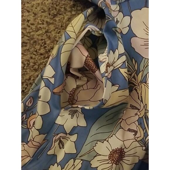 New Eva Rose Blue Pastel Floral V Neck Swing Dress Pockets Size Medium Retro - Picture 12 of 12